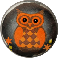 Owl badge orange-black